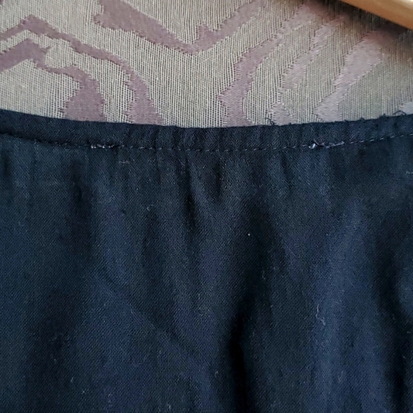 BLACK PEASANT BABYDOLL DRESS WITH CREAM LACE BELL SLEEVES COWGIRL WHIMSIGOTH - Picture 7 of 10